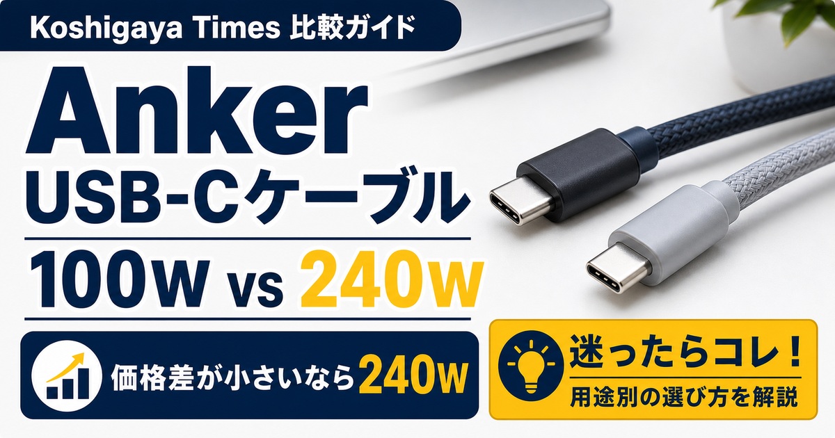Anker 333と543 USB-Cケーブルの違い｜100Wと240Wはどっちを選ぶべき？