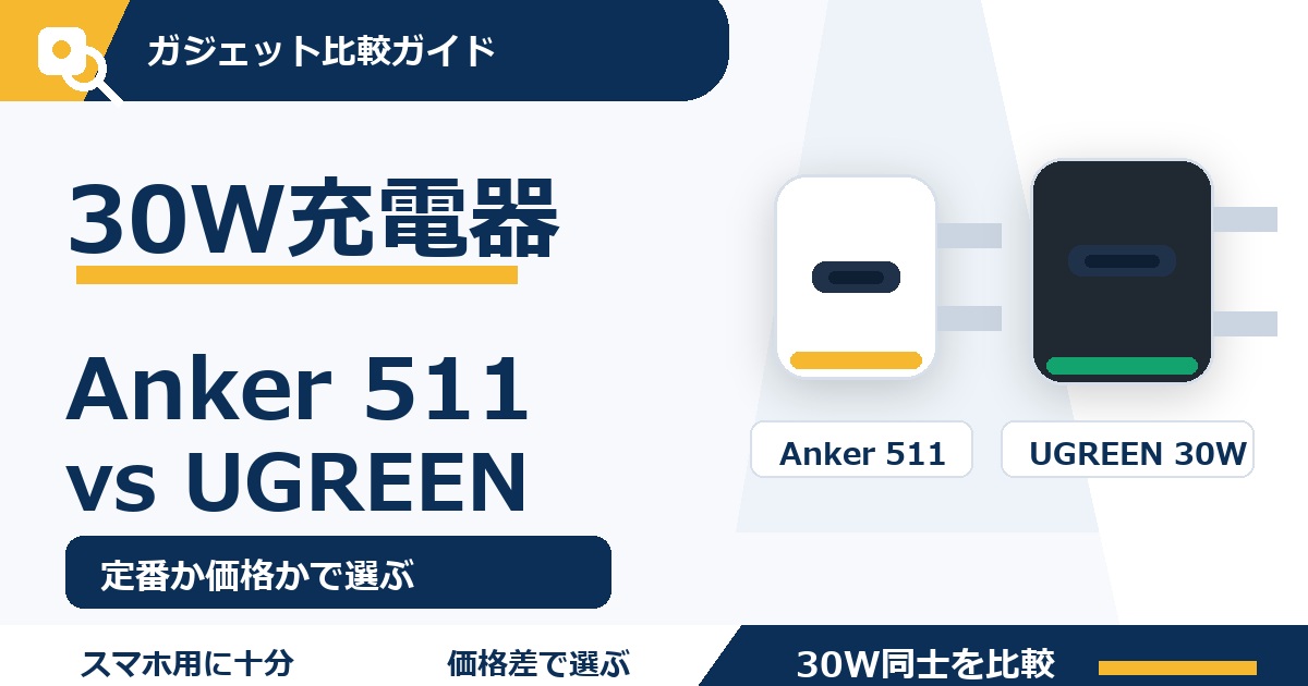 Anker 511とUGREEN 30Wを比較するサムネイル