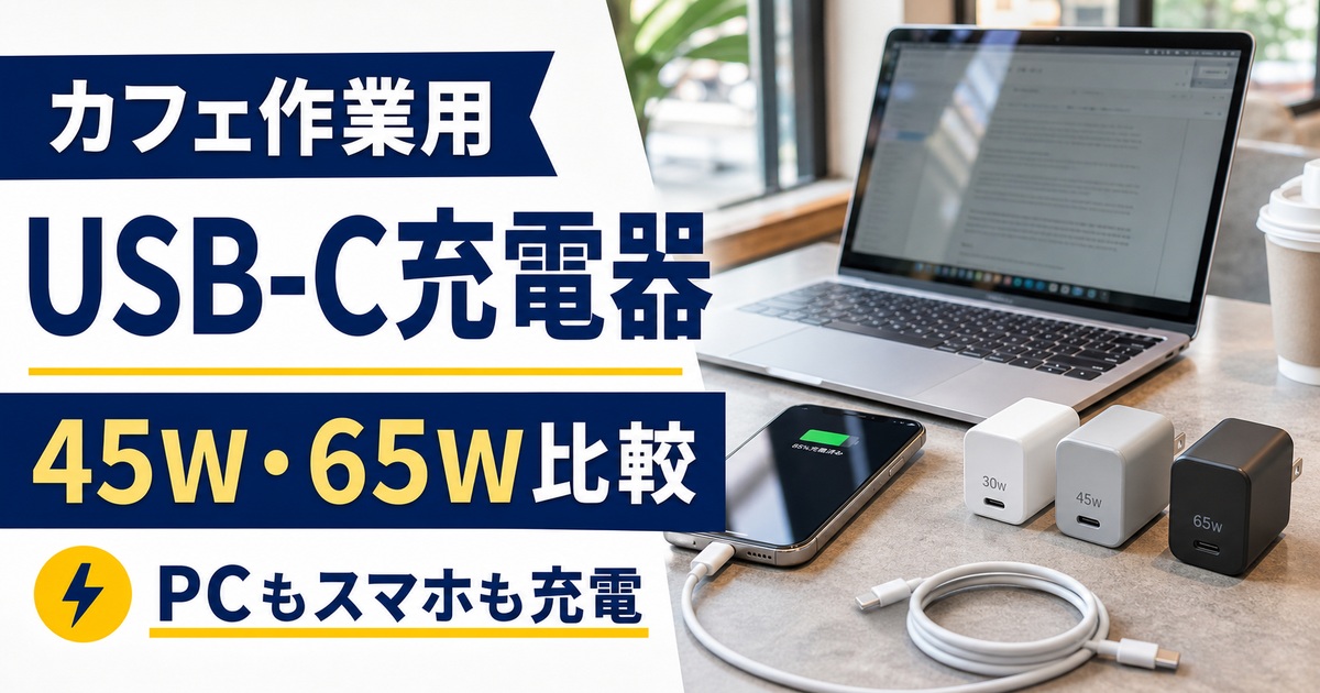 カフェ作業用USB-C充電器おすすめ比較｜45W・65Wはどれを選ぶ？