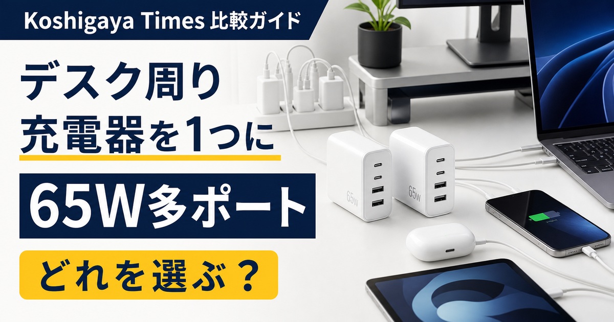 デスク周りの充電器を1つにまとめるならどれ？65W多ポート充電器を比較