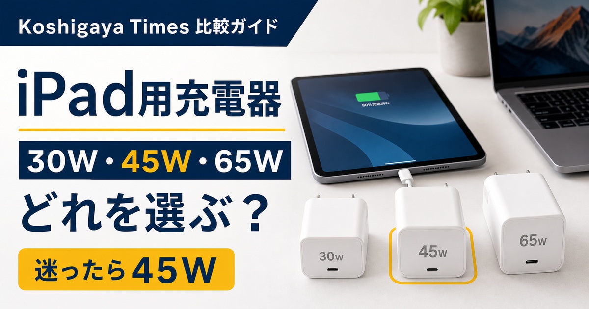 iPad用充電器は30W・45W・65Wどれがいい？おすすめモデルを比較