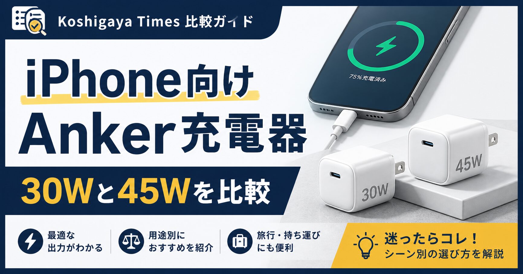 iPhone向けAnker充電器比較 30W 45W