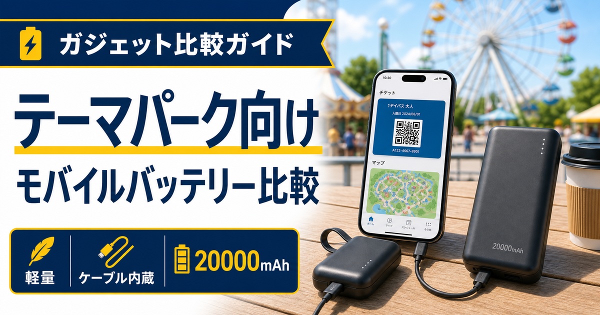 テーマパーク・遊園地向けモバイルバッテリーおすすめ比較｜軽量・ケーブル内蔵・20000mAhはどれ？