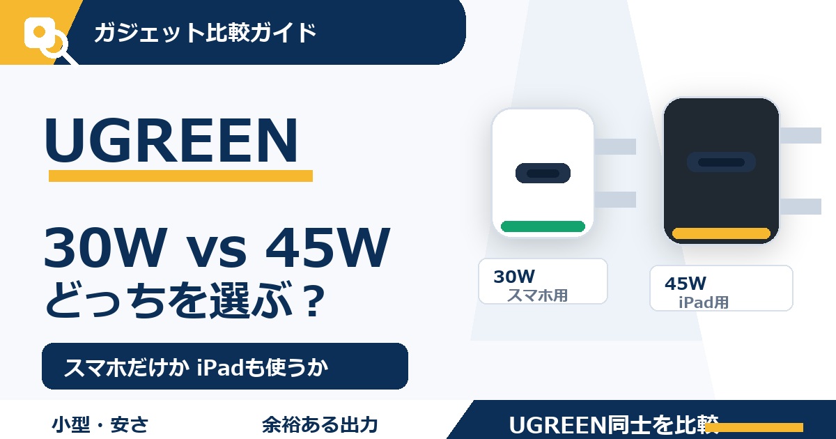 UGREEN Nexode Mini 30WとAir 45Wの違い｜スマホ・iPad用はどっちを選ぶ？